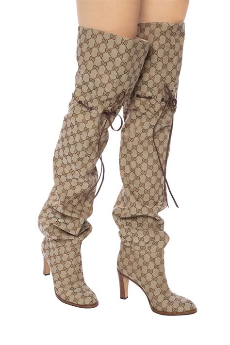 women's gucci boots sale|gucci print thigh high boots.